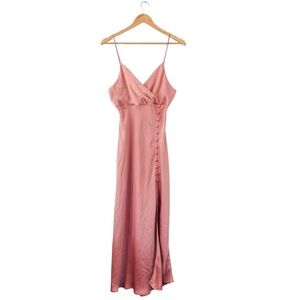 Zara V Neck Dress Pink with Button Accents Large